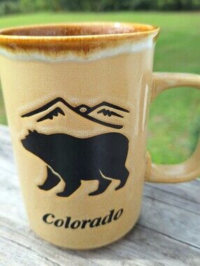 Source Unknown Tan & Black Colorado Bear Stoneware Mug